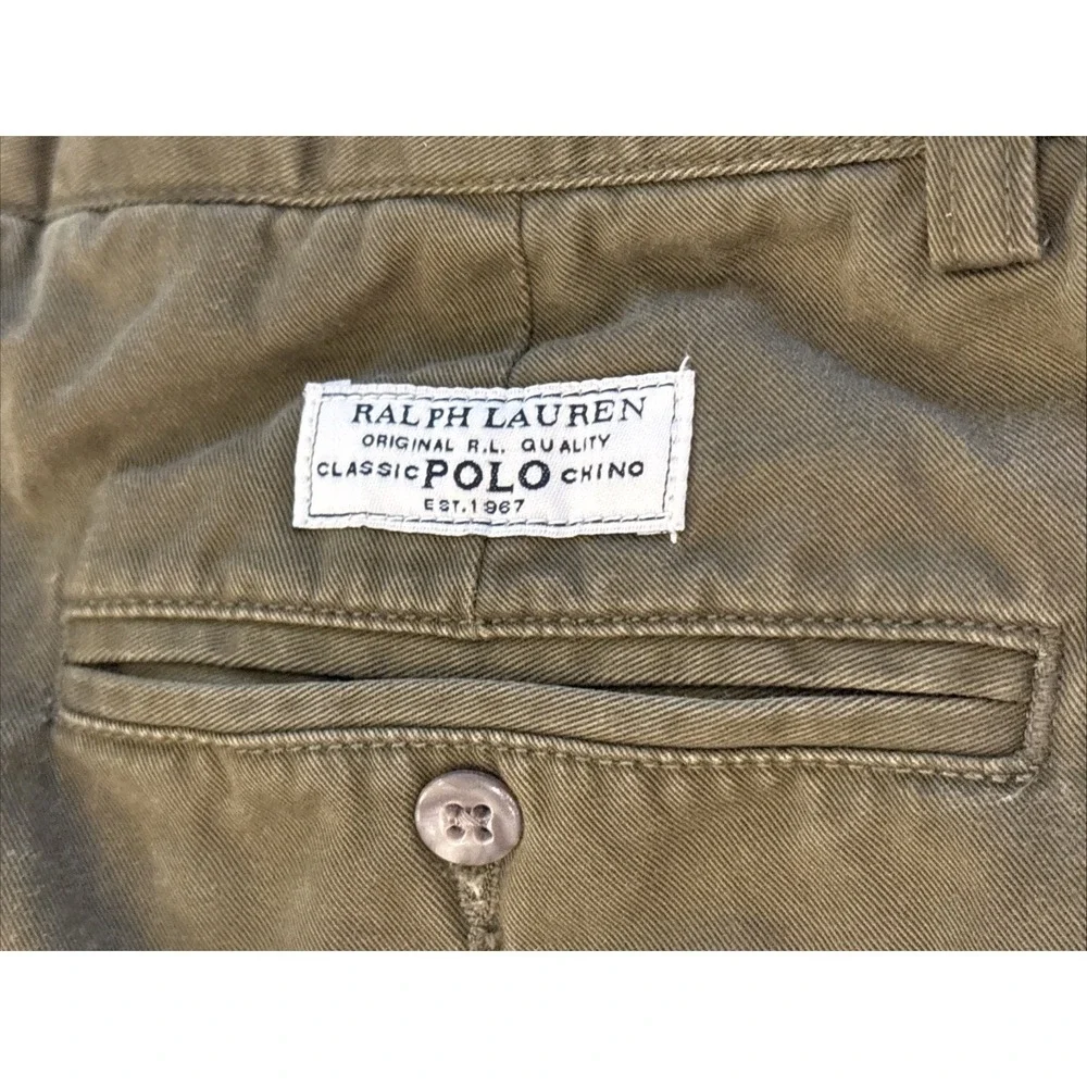 Polo Ralph Lauren Mens 32x32 (30X30) Prospect Chino Pants Olive Green Cotton